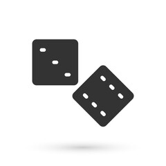 Grey Game dice icon isolated on white background. Casino gambling. Vector