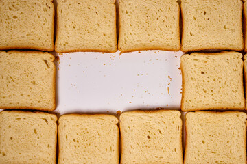 Slices of toast bread on a white background.