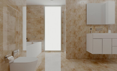 Abstract  toilet and bathroom interior for background. 3D rendering.