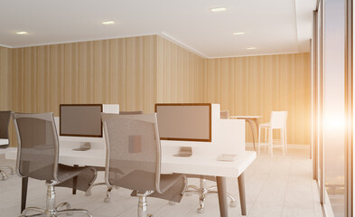 Elegant office interior. Mixed media. 3D rendering.