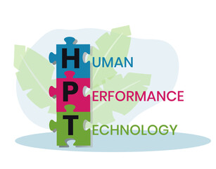 HPT, Human Performance Technology acronym. Concept with keyword, people and icons. Flat vector illustration. Isolated on white.