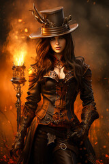Steampunk Woman. Generative AI.
A digital painting of a steampunk woman. 