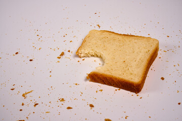 Slices of toast bread on a white background.