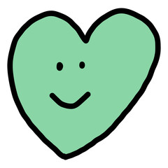 Happy green  heart face with smile