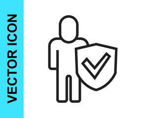 Black line Healthy lifestyle icon isolated on isolated on white background. Vector