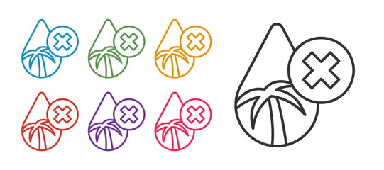 Set line Palm oil free icon isolated on isolated on white background. Set icons colorful. Vector