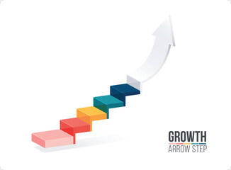 Arrow step up to success infographic template.