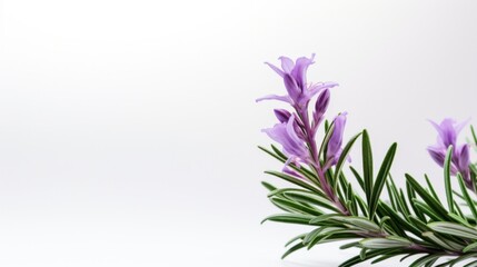 Close up beautiful Rosemary flower isolated on white background with copy space.