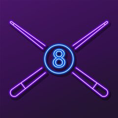Obraz premium billiards neon sign, modern glowing banner design, colorful modern design trend on black background. Vector illustration.
