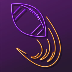 football neon sign, modern glowing banner design, colorful modern design trend on black background. Vector illustration.