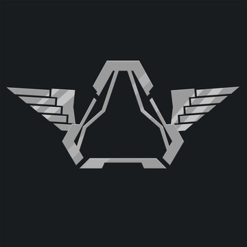 Futuristic Sci Fi Hud Futuristic Military Frame Logo Icon Element Metallic Triangle Gray Wings Vector Design