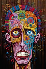 Obraz premium Neuropsycho abstract painting. Brain Concept of education new idea details intricated minimalist. Genrated Ai