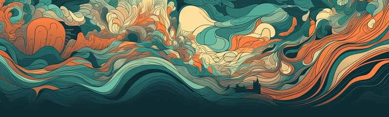 Chaotic organic lines abstract background banner