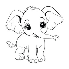 Baby Elephant Coloring Page Drawing For Kids