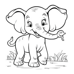 Baby Elephant Playing Coloring Pages Drawing For Kids