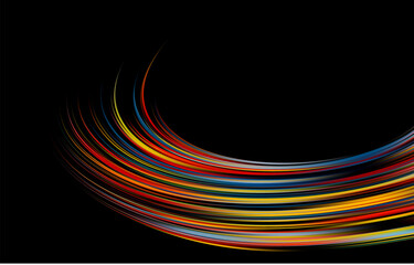 Colorful dark vector flow brush stroke. Ribbon isolated line.