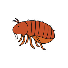 Obraz premium Kids drawing Cartoon Vector illustration flea icon Isolated on White Background