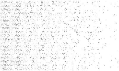 Binary computer code. Cyber background constructed with numbers one and zero. Abstract visualization of programming. Vector illustration.
