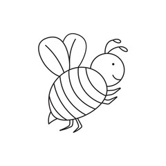 Hand drawn Kids drawing Cartoon Vector illustration bee icon Isolated on White Background