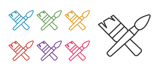 Set line Paint brush icon isolated on white background. Set icons colorful. Vector