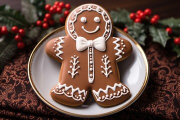 Seasonal cookie charm Gingerbread man with joyful icing details 