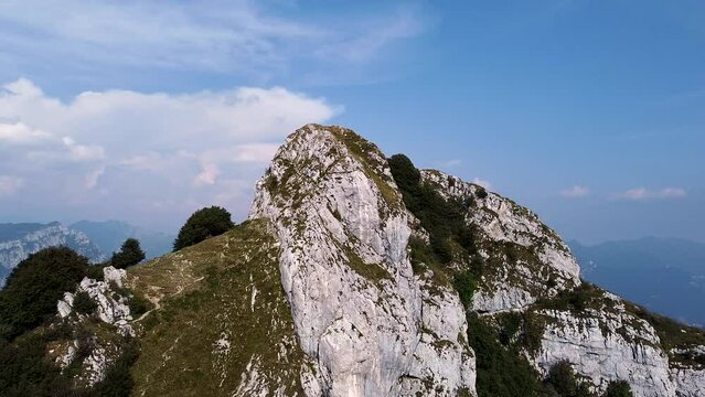 Drone view of Canzo's Horns Rocky Peak aka Corni di Canzo in Lake Como Italy