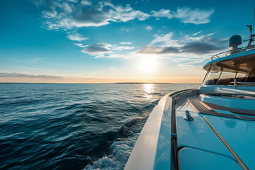 Fototapeta na wymiar Documenting the yacht's sleek lines against the horizon, yacht, vacation Generative AI
