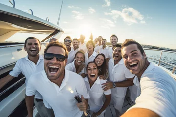 Fotobehang Recording the camaraderie and laughter during onboard games and activities, yacht, vacation Generative AI © Лариса Лазебная