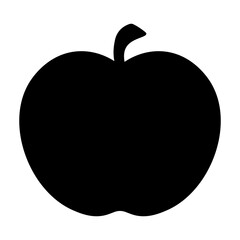Apple silhouette. Plump black fruit. Juicy apple fruit. Vector illustration. Isolated background. Apple symbol. Seasonal product. Idea for web design.