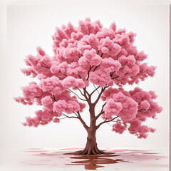 Fototapeta premium Pink tree isolated on white background