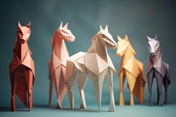 colourful origami paper sculptures. the origami art