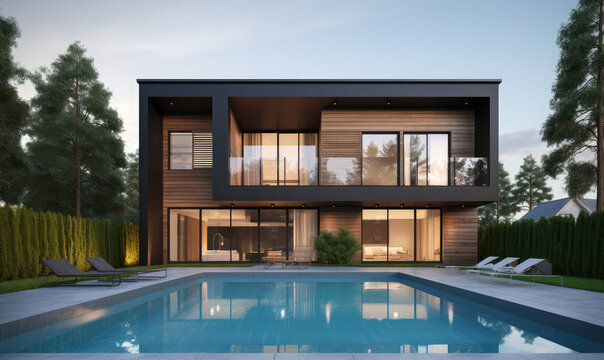 a 3d rendering of a modern home