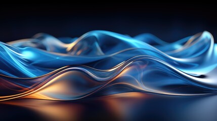 Obraz premium Abstract blue dynamic wavy background. 3d illustration. generative ai