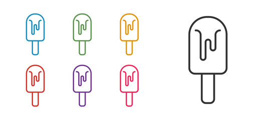 Set line Ice cream icon isolated on white background. Sweet symbol. Set icons colorful. Vector
