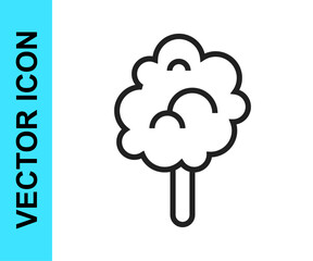 Black line Cotton candy icon isolated on white background. Vector