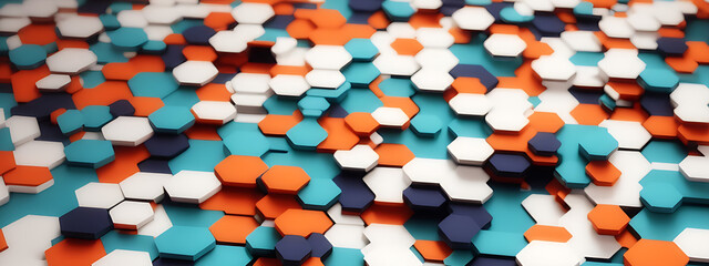 Colorful hexagon wall texture background. 3d rendering.