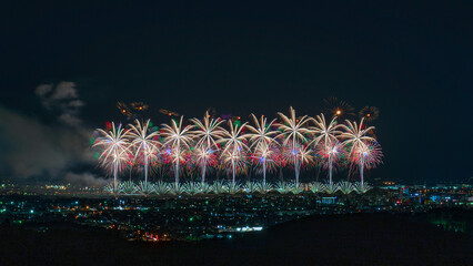 Beautiful fireworks at Nagaoka Fireworks Festival.