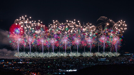 Beautiful fireworks at Nagaoka Fireworks Festival.
