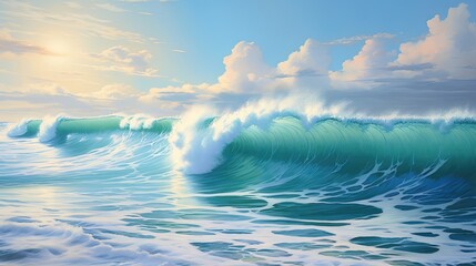 Calm, tranquil ocean waves gently lapping the shore offer a serene sanctuary where one can unwind, the perfect setting to immerse oneself in the beauty of the coastal environment. Generated by AI.