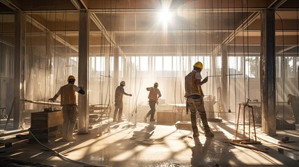 Construction progress as a synchronized crew effectively uses a crane to hoist and position large construction components. Generated by AI.