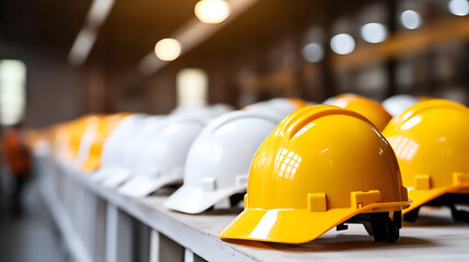 Construction hard hat safety tools equipment for workers in construction site.