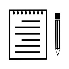 notepad and pencil vector icon