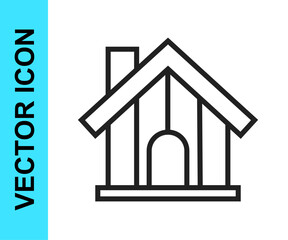 Black line Farm house icon isolated on white background. Vector
