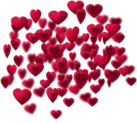 Digital png illustration of red pattern of hearts on transparent background