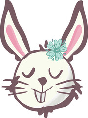 Digital png illustration of rabbit head on transparent background