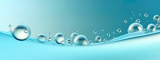Abstract light blue small bubbles background，Simple long picture background with water drop pattern