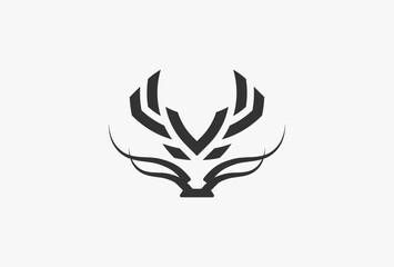 Dragon Logo Design. modern dragon head with letter V inside. vector illustration