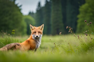 fox in the field generated by al technology	
