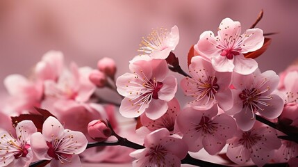 Obraz na płótnie Canvas Pink Plum Peach Cherry Blossom Background Wallpaper Illustration generative ai