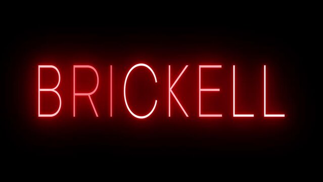Red flickering and blinking animated neon sign for the Miami neighborhood of Brickell